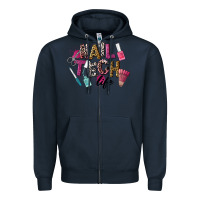 Navy Nail Tech Life Zipper Hoodie - LillyAllenDesigns