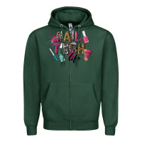 Sports Green Nail Tech Life Zipper Hoodie - LillyAllenDesigns