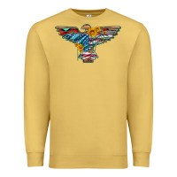 Antique Gold thunderbird with usa flag and sunflowers Premium Sweatshirt - Artiststas