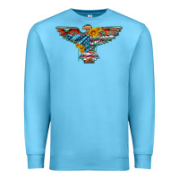 Ocean Blue thunderbird with usa flag and sunflowers Premium Sweatshirt - Artiststas