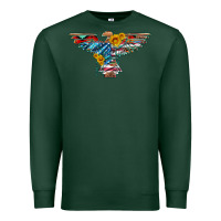 Sports Green thunderbird with usa flag and sunflowers Premium Sweatshirt - Artiststas