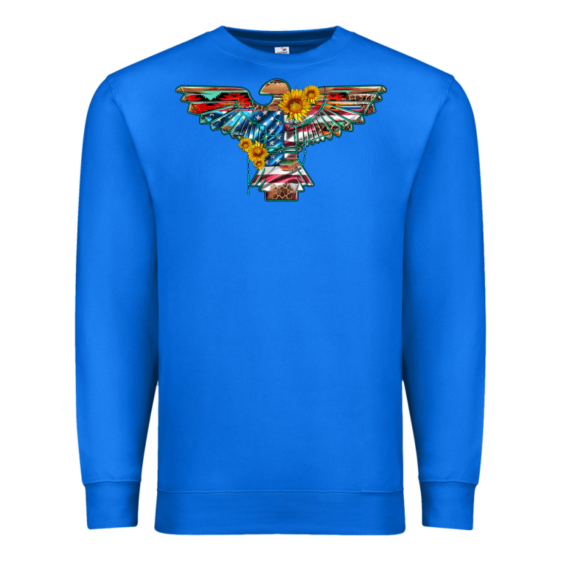 Thunderbird With Usa Flag And Sunflowers Premium Sweatshirt by Artiststas | Teevron