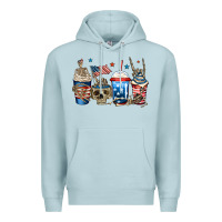 Blue Mist 4th of july skeleton coffee cups Premium Hoodie - Jasminsmagicworld