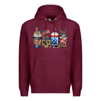 Burgundy 4th of july skeleton coffee cups Premium Hoodie - Jasminsmagicworld