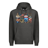Charcoal Heather 4th of july skeleton coffee cups Premium Hoodie - Jasminsmagicworld