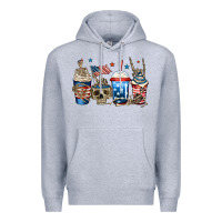 Heather Grey 4th of july skeleton coffee cups Premium Hoodie - Jasminsmagicworld