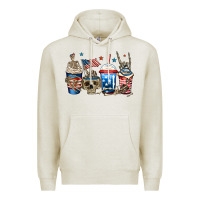 Oatmeal Heather 4th of july skeleton coffee cups Premium Hoodie - Jasminsmagicworld
