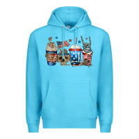 Ocean Blue 4th of july skeleton coffee cups Premium Hoodie - Jasminsmagicworld
