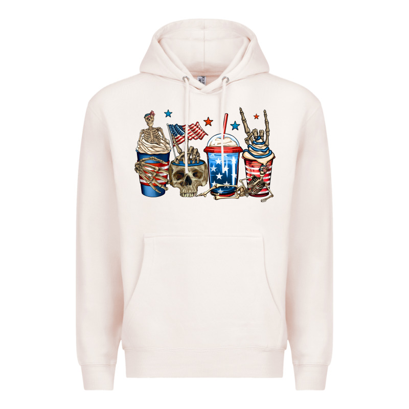 4th Of July Skeleton Coffee Cups Premium Hoodie by Jasminsmagicworld | Teevron