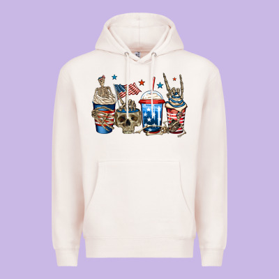 4th Of July Skeleton Coffee Cups Premium Hoodie Designed By Jasminsmagicworld