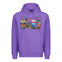 Purple 4th of july skeleton coffee cups Premium Hoodie - Jasminsmagicworld