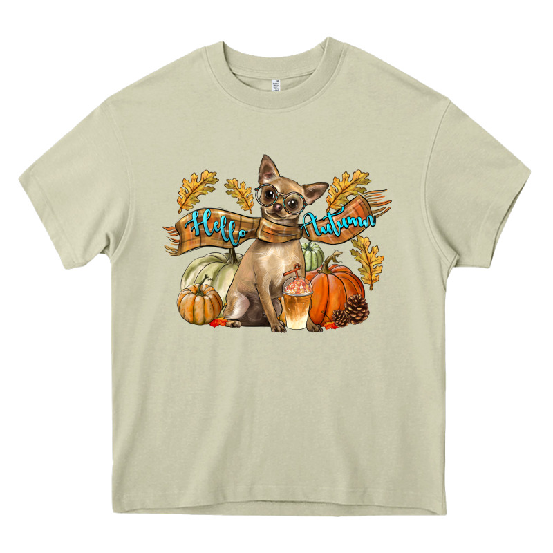 Hello Autumn With Chihuahua Dog Heavy Core Tee by LillyAllenDesigns | Teevron
