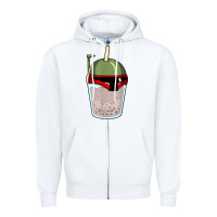 White bubble fett boba tea funny sci fi pun pearl milk tea gift t shirt Zipper Hoodie - minhPixels