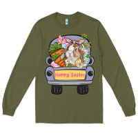 Army Green Happy Easter bunny truck Easter Day Long Sleeve Tee - CowGirlArtShop