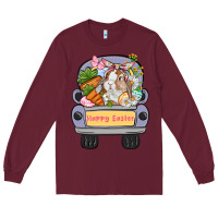Burgundy Happy Easter bunny truck Easter Day Long Sleeve Tee - CowGirlArtShop