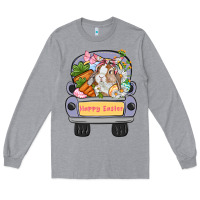 Heather Grey Happy Easter bunny truck Easter Day Long Sleeve Tee - CowGirlArtShop