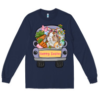 Navy Happy Easter bunny truck Easter Day Long Sleeve Tee - CowGirlArtShop