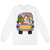 White Happy Easter bunny truck Easter Day Long Sleeve Tee - CowGirlArtShop