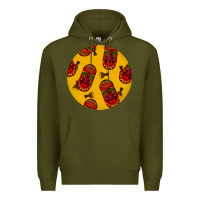 Army Green african masks round earrings 5 Premium Hoodie - BundleAndBundleShop