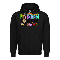 Black Preschool Teacher Life Zipper Hoodie - LillyAllenDesigns