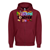 Burgundy Preschool Teacher Life Zipper Hoodie - LillyAllenDesigns