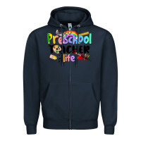 Navy Preschool Teacher Life Zipper Hoodie - LillyAllenDesigns