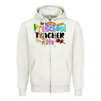 Oatmeal Heather Preschool Teacher Life Zipper Hoodie - LillyAllenDesigns
