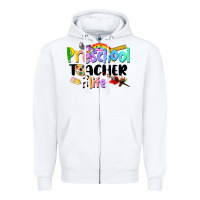 White Preschool Teacher Life Zipper Hoodie - LillyAllenDesigns
