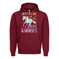 Burgundy Jesus And Horses, Horse Gifts For Girls, Women Zipper Hoodie - minhPixels