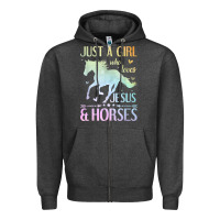 Charcoal Heather Jesus And Horses, Horse Gifts For Girls, Women Zipper Hoodie - minhPixels