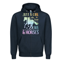 Navy Jesus And Horses, Horse Gifts For Girls, Women Zipper Hoodie - minhPixels