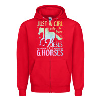 Red Jesus And Horses, Horse Gifts For Girls, Women Zipper Hoodie - minhPixels