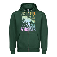 Sports Green Jesus And Horses, Horse Gifts For Girls, Women Zipper Hoodie - minhPixels