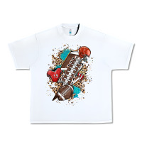 White Football lightning bolt leopard Urban Heavy Tee - HowdyJamesFarm