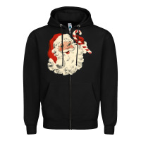 Black santa vintage face Zipper Hoodie - minhPixels