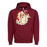 Burgundy santa vintage face Zipper Hoodie - minhPixels