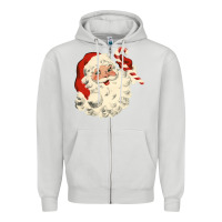 Dove Grey santa vintage face Zipper Hoodie - minhPixels