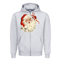 Heather Grey santa vintage face Zipper Hoodie - minhPixels