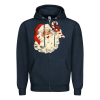 Navy santa vintage face Zipper Hoodie - minhPixels