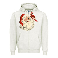 Oatmeal Heather santa vintage face Zipper Hoodie - minhPixels