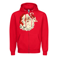 Red santa vintage face Zipper Hoodie - minhPixels