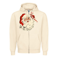 Sandshell santa vintage face Zipper Hoodie - minhPixels
