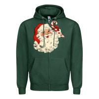 Sports Green santa vintage face Zipper Hoodie - minhPixels