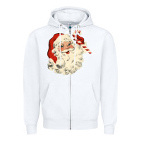 White santa vintage face Zipper Hoodie - minhPixels