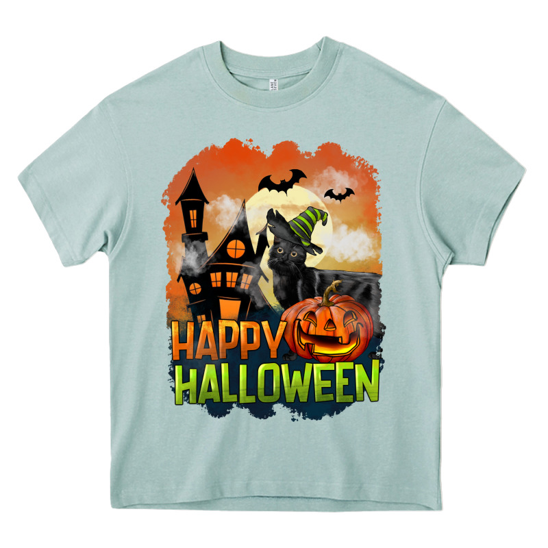 Happy Halloween With Black Cat Heavy Core Tee by LillyAllenDesigns | Teevron