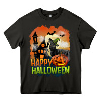 Asphalt Happy Halloween With Black Cat Heavy Core Tee - LillyAllenDesigns