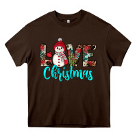 Chocolate Brown love christmas snowman Heavy Core Tee - JahusDesignShop