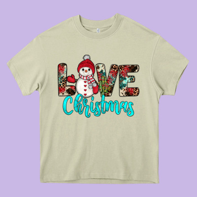 Love Christmas Snowman Heavy Core Tee Designed By Jahusdesignshop