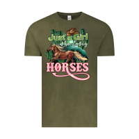 Vintage Olive Just a girl who loves Horses Vintage Tee - HowdyJamesFarm