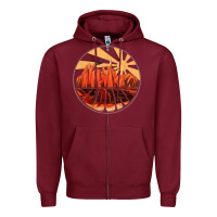 Burgundy Retro Vintage Sedona Arizona Hiking Sunset Dawn Gift Zipper Hoodie - minhPixels
